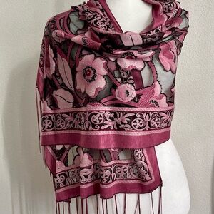 Elegant Pink Floral Women's Scarf 19/60 inches